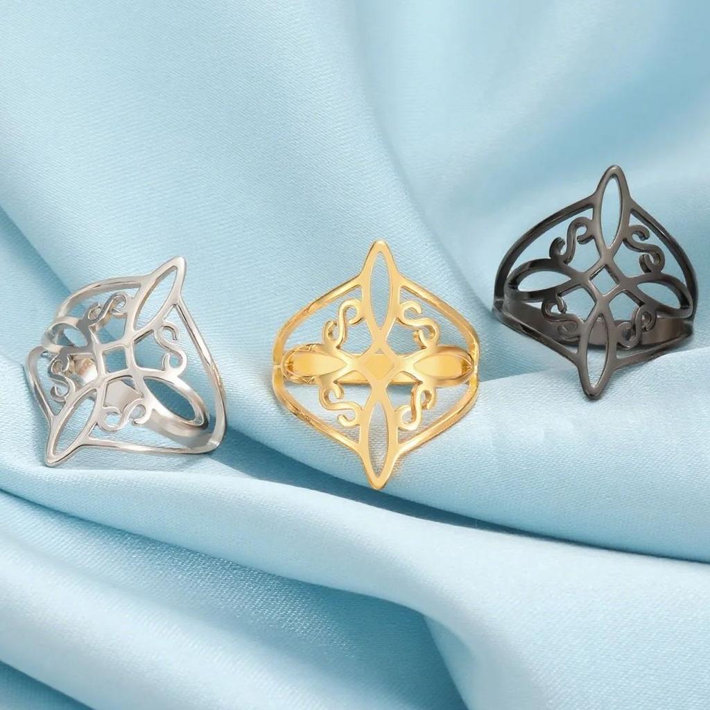 LIKGREAT Witchcraft Witch Knot Ring Stainless Steel Jewelry for Women Men Wiccan Good Luck Protection Amulet Birthday Gifts