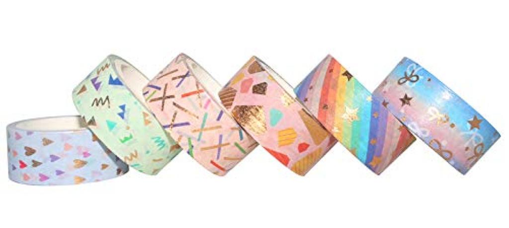 YUBBAEX Cute Spring Scent Masking Gold Foil 15mm 12 Perfect for Gift DIY and Notebook Decorations 12 Tape, Stamp, Wide, Rolls, Thin, Wrapping, Crafts,