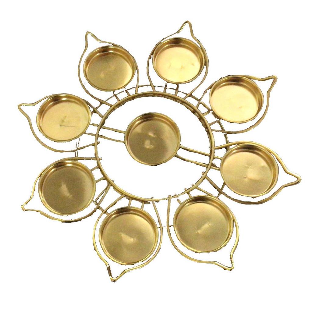 Einschichtiger Lotus Neun-Sterne Legierung Ghee Lampenständer - Teelicht Neun-Tassen Kandelaber Halter.