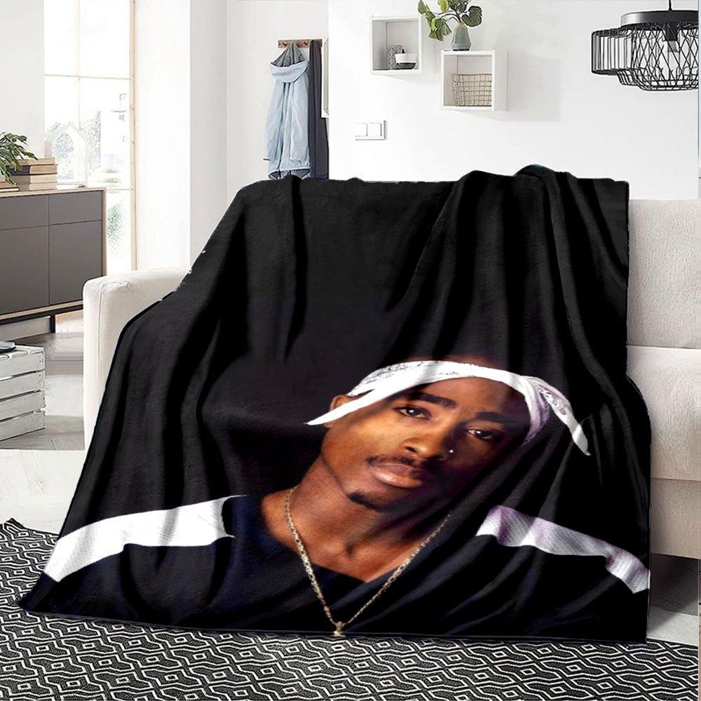 1 manta Hip Hop de 2Pac Suave Ligera Todas las Estaciones Manta Multiusos para Sofá, Cama, Oficina y Picnic, Estilo Francés con Arte de Álbum Icónico y Citas
