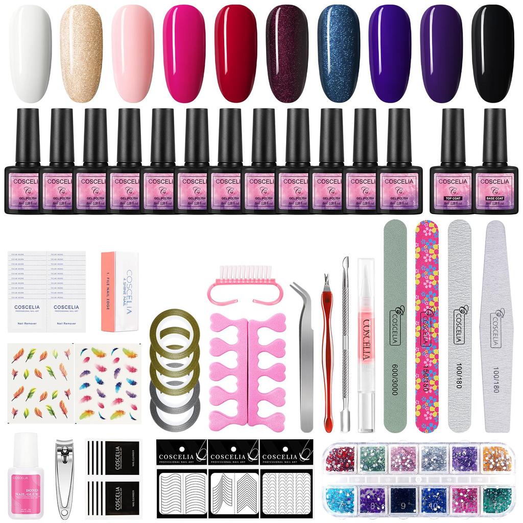 Buy COSCELIA 10Pcs Gel Nail Polish And Base Top Coat Nail Art Decoration Kit For DIY Nail Art