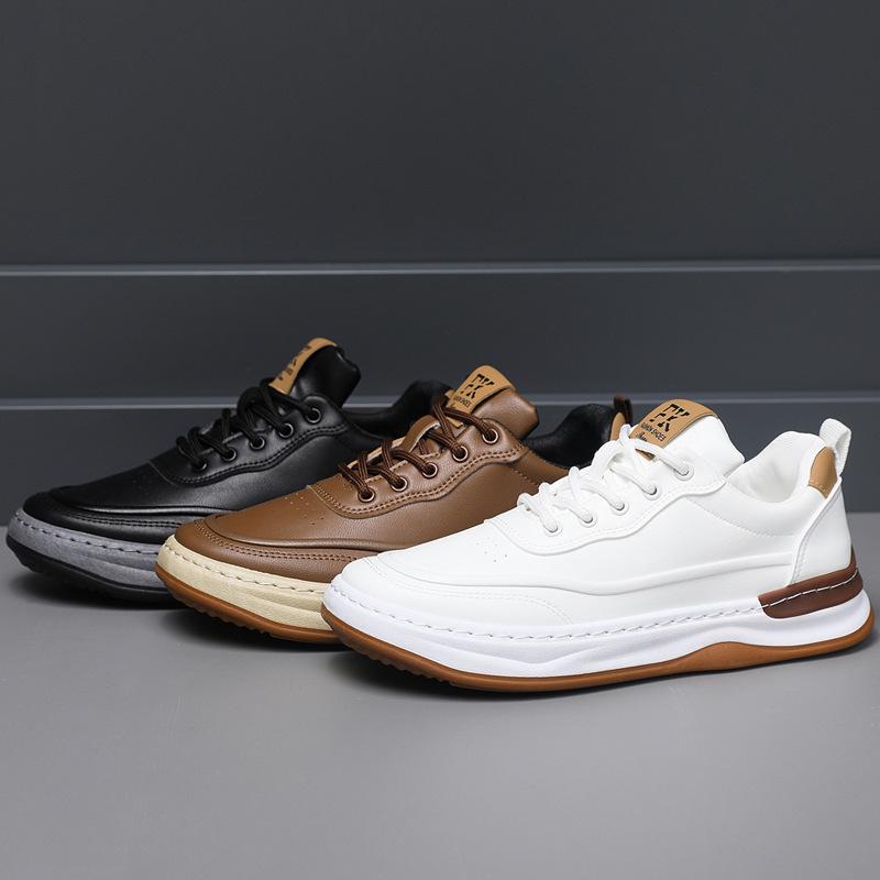 2026 Popular Men's Leather Shoes Men's Shoes Real Soft Leather Casual Leather Shoes Spring and Autumn Little White Shoes Breathable Versatile Board S