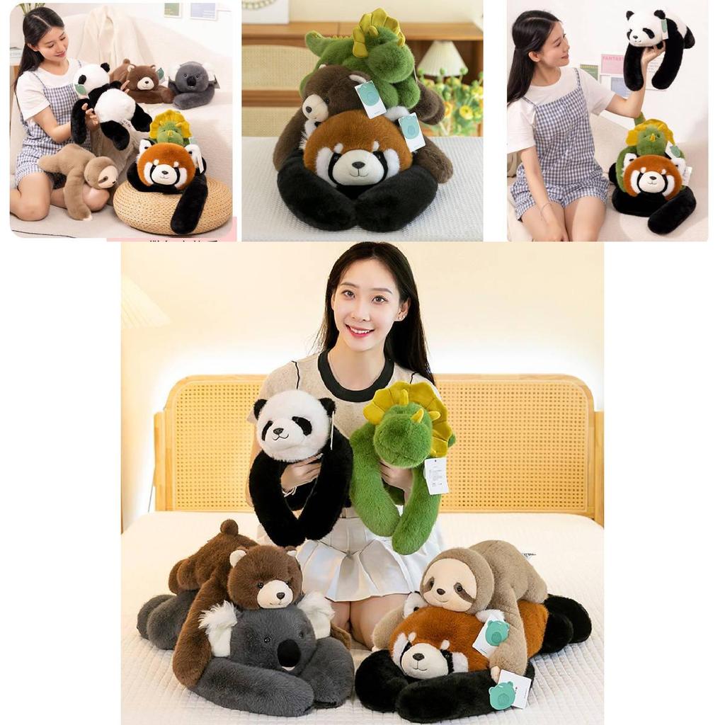 Adorable Plush Panda Raccoon Koala Sloth Doll Ideal For Kids Soft Cuddle Pillow