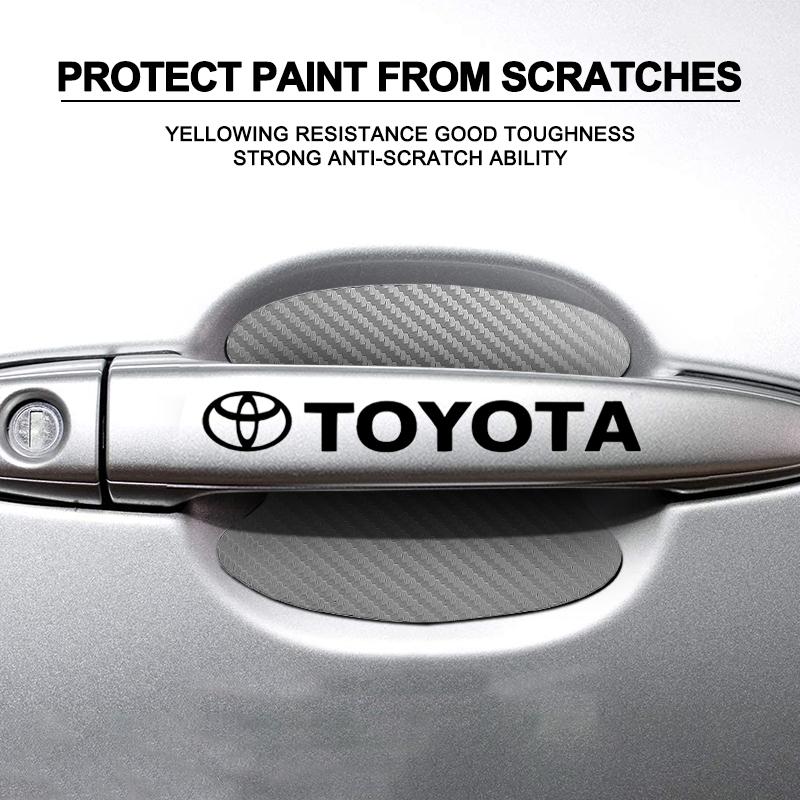 Car Door Sticker Carbon Fiber Scratches Auto Handle Protection Film for Toyota TRD GR Yaris Hilux Corolla Prius Avensis Emblem Auris