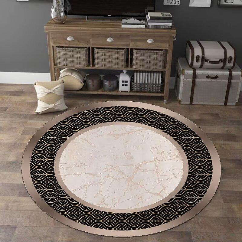 European Style Luxury Round Carpet Home Decoration Living Room Non-slip Large Rugs Bedroom Cloakroom Short Velvet Floor Mats