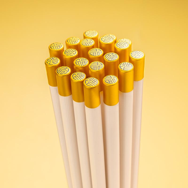 2/5 Pairs Reusable Chopsticks Japanese Chinese Style Healthy Alloy Chopsticks White Gold Food Chop Sticks Tableware