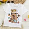 Women Men Capybara Tees Short Sleeved Clothes Boys Girls Round Neck Tops Couple Cute Cartoon Capybara