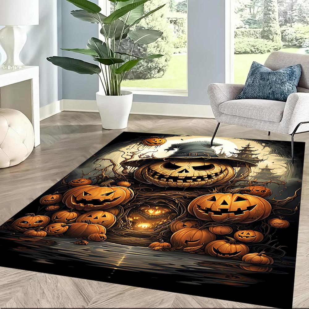 Sugar Skull Pumpkin Art Floor Mats for Living Room, Bedroom and Room Decoration Are Suitable for Gifts.
