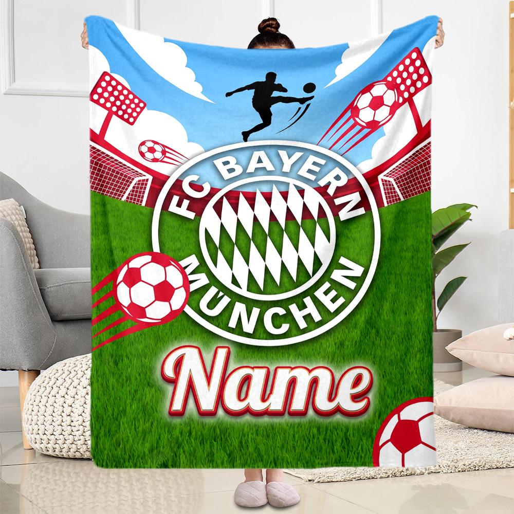 Bayern Munich Fan Gear Customize Your Name Blanket Cozy Customizable Blanket Durable Comfort for Home Decor Picnics Seaside Livingroom