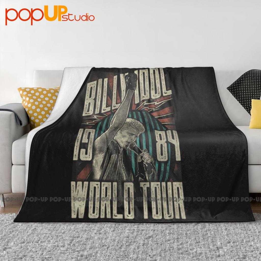 Billy Idol 1984 Punk Rock Singer On The Mic World Tour Ultra-Soft Blanket Quilt Winter Sofa Cover Bed Covers