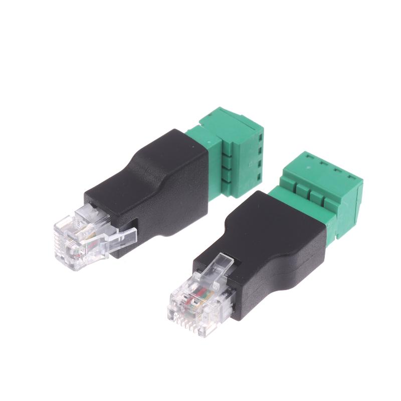 1/2Pcs 6P4C Male To 4 Pin Screw Terminal Converter Rj11 Ethernet Connector For Phone Receiver Extend Cable Adapter
