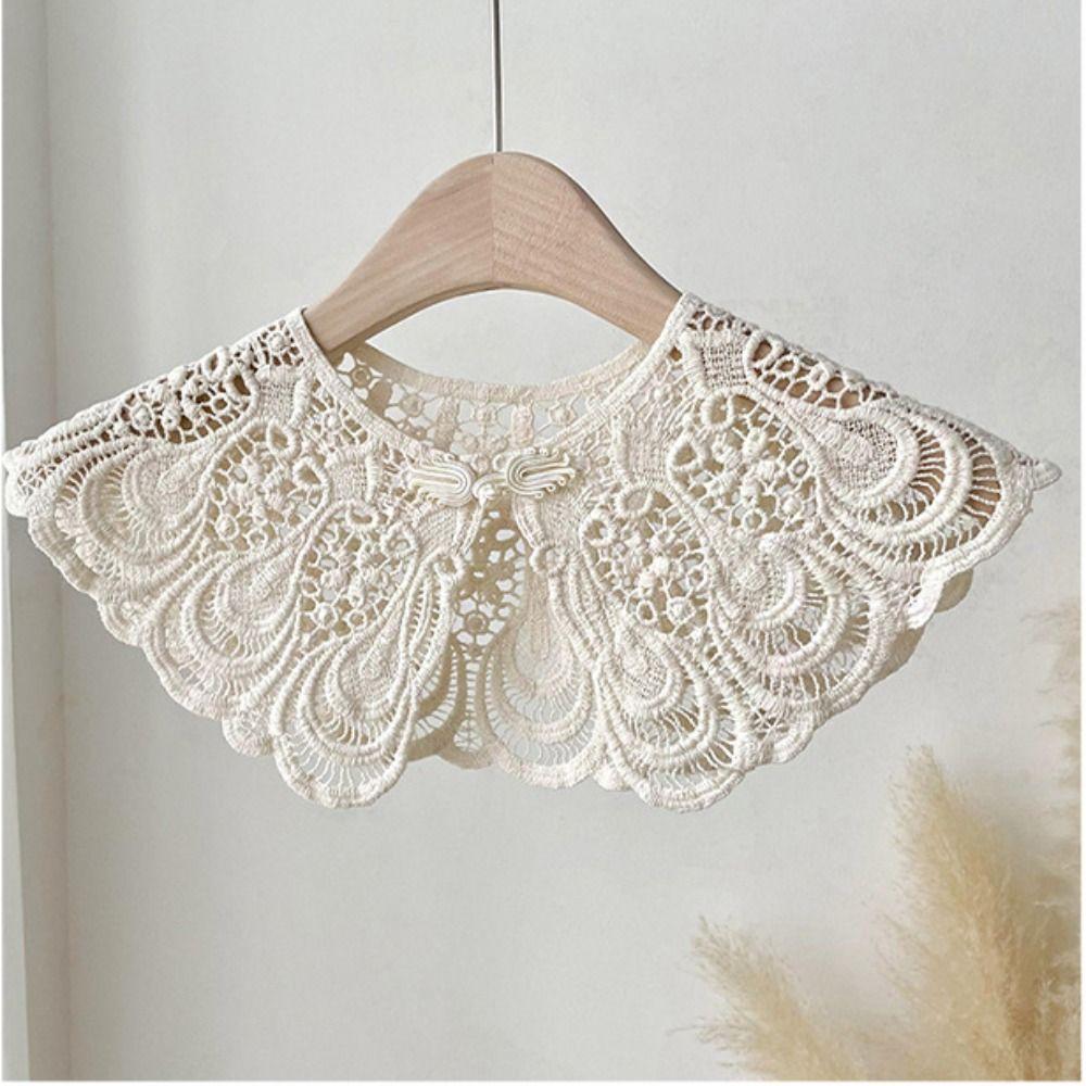 Elegant Cape Lace Fake Collar Hollow Out Cloak Knitted Shawl Korean Style Wraps Crochet Flower Scarves Scarf Accessories