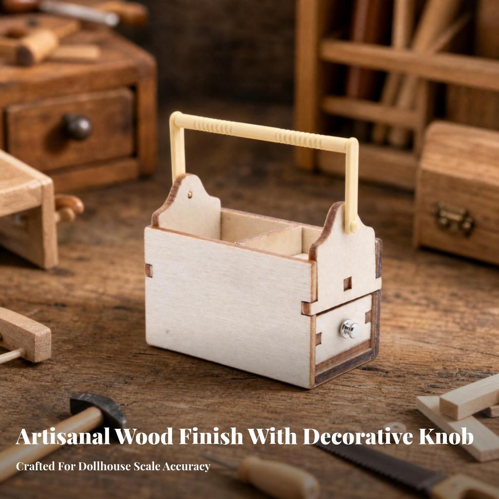 Miniature Toolbox with Front Drawer Lightweight Dollhouse Furniture High Quality