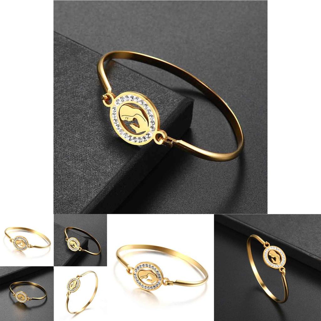 Exquisite Gold Plated Simple Cuff Bangle With Shimmering Rhinestones Jewelry Piece