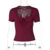 Women's Winter New Fashion Lace Lace Up Slim Spice Girls Short Sleeve Top T-Shirt Women