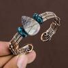 Natural Russian Charoite Gemstone Copper Wire Wrap Cuff Bangle Adjustable O3b63