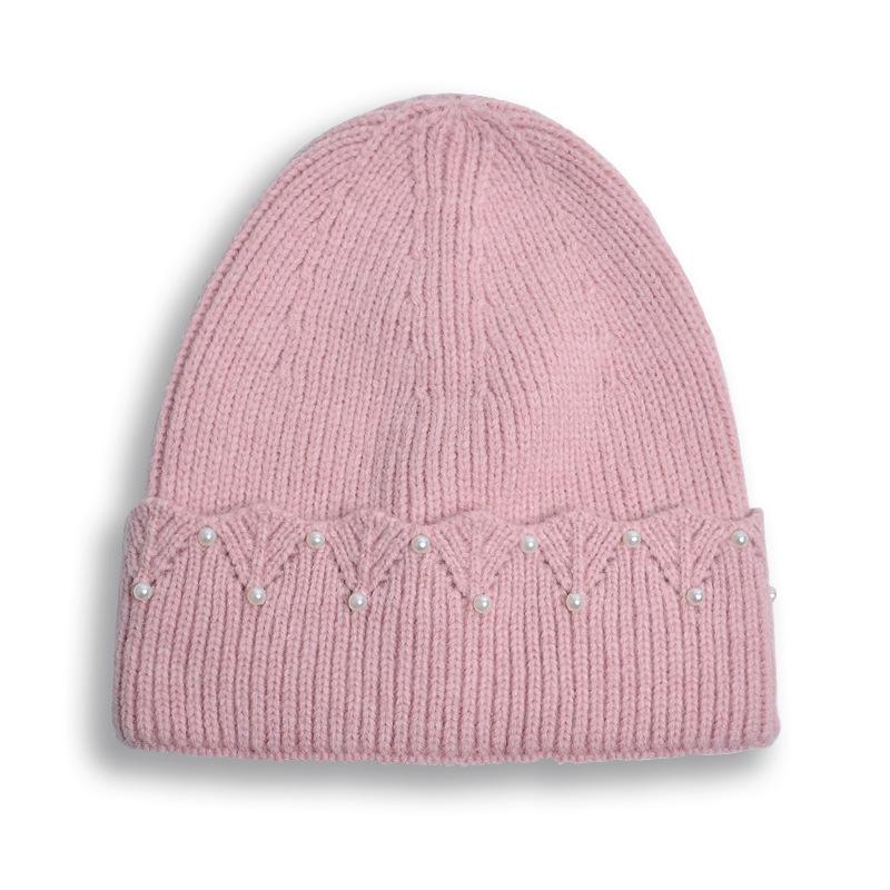 Women S Fashion Pearl Knit Hat Winter Warm Ear Protection Cap