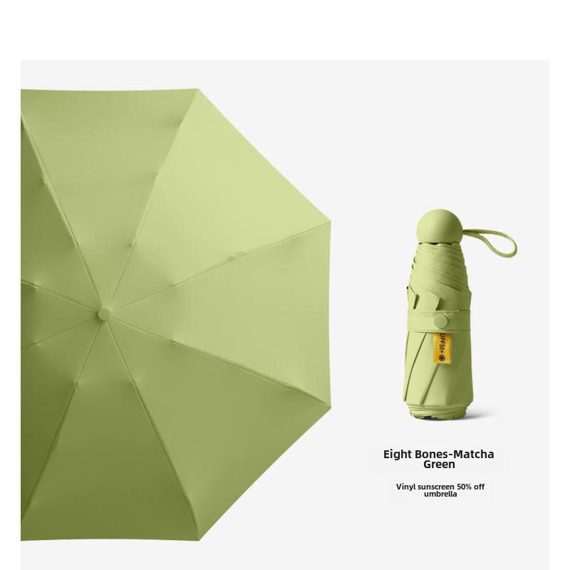 Umbrelă compactă de damă cu ștanțare aurie: Protecție UV, pliabil portabil, pentru soare și ploaie