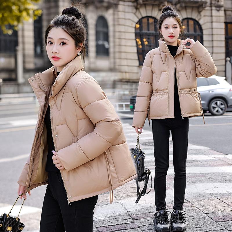 New product fashion casual stand-up collar loose version down cotton diamond design small short cotton jacket temperament short coat