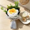 15cm Mini Handmade Crochet Flower Bouquet Artificial Flowers Valentine's Mother's Romantic Gift Desktop Decoration