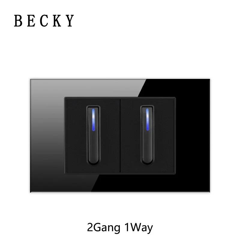 118 Type Piano Key Black Tempered Glass Fashionable Switch Socket American British European Standard Universal Socket