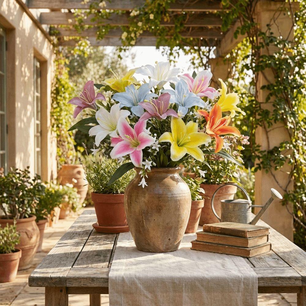 Plastic Artificial Flower Branch Real Touch Wedding Bouquets Silk Fake Bouquets  Home Decor