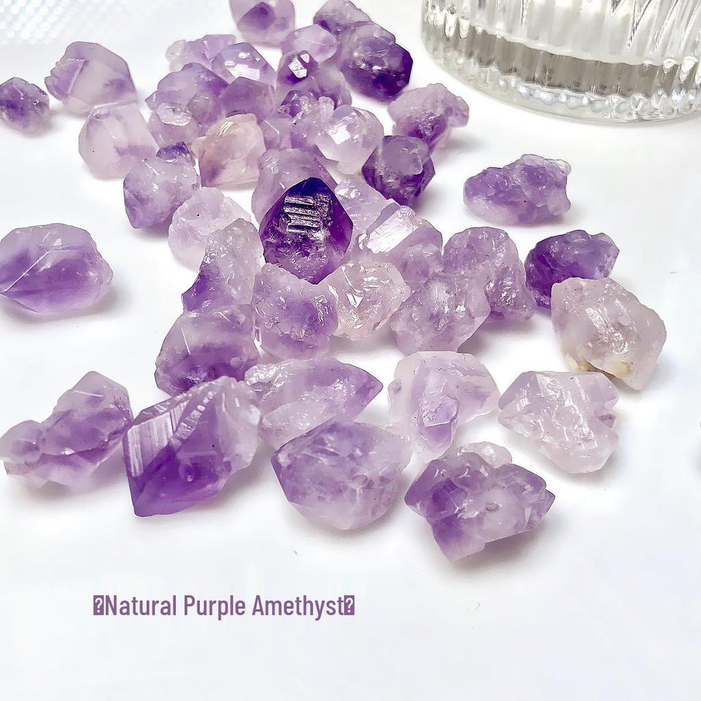 Large Grain Natural Raw Amethyst Beads for DIY Jewelry - Purple Perforated Stones