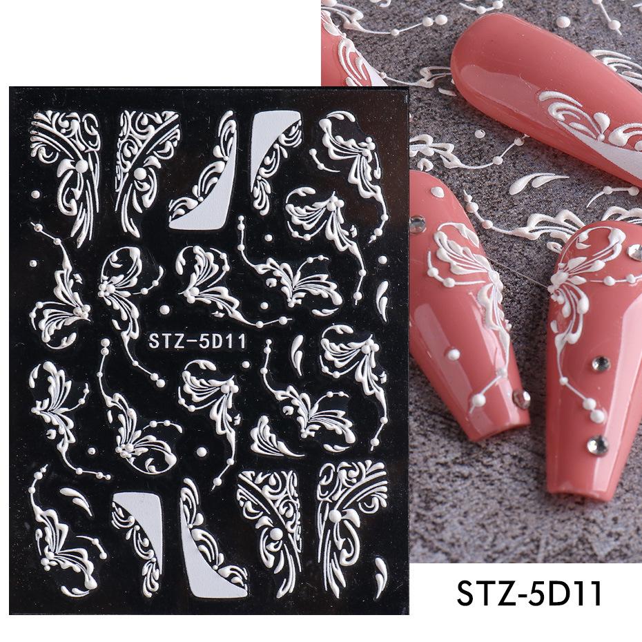 3D Floral Nail Art Stickers: Camellia & Tulip Embossed Adhesive Designs
