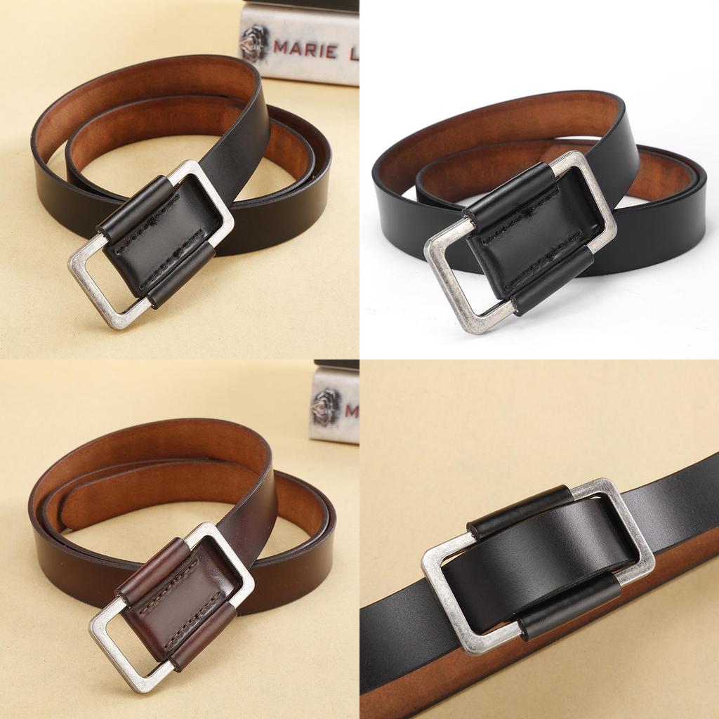 Vintage Leather Belt For Women With Alloy Buckle And Casual Style For Denim Pants Wear