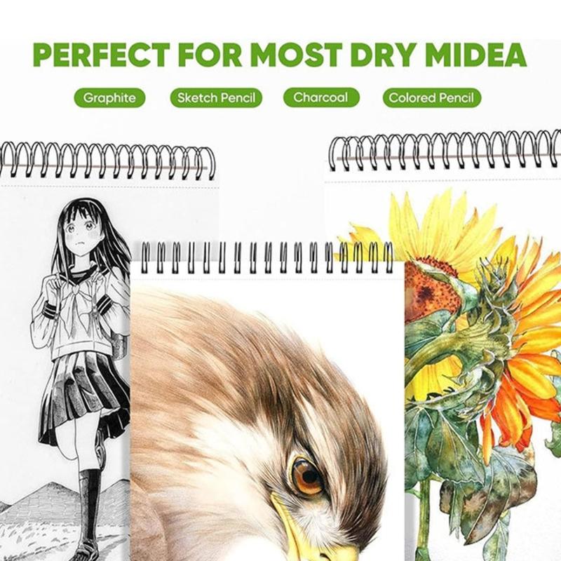 Portable Hardcover Sketchbook Coil Binding Drawing Pad Tearable Pages For Artists Beginner Outdoor Sketching Doodling