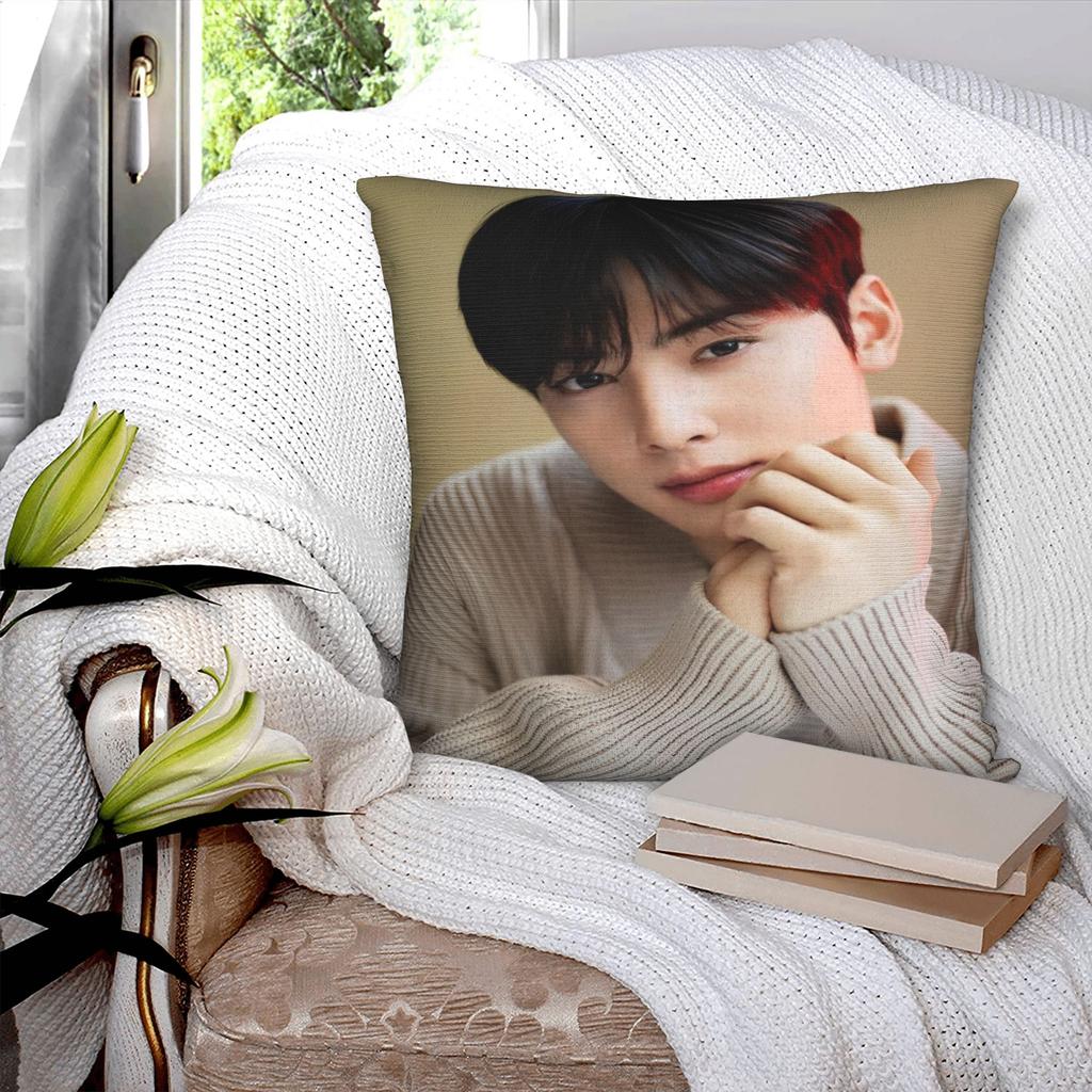 Decorazione Soggiorno kpop CHA EUN WOO ASTRO regalo per fan Federe Merch Copricuscino con Cerniera Multimisura