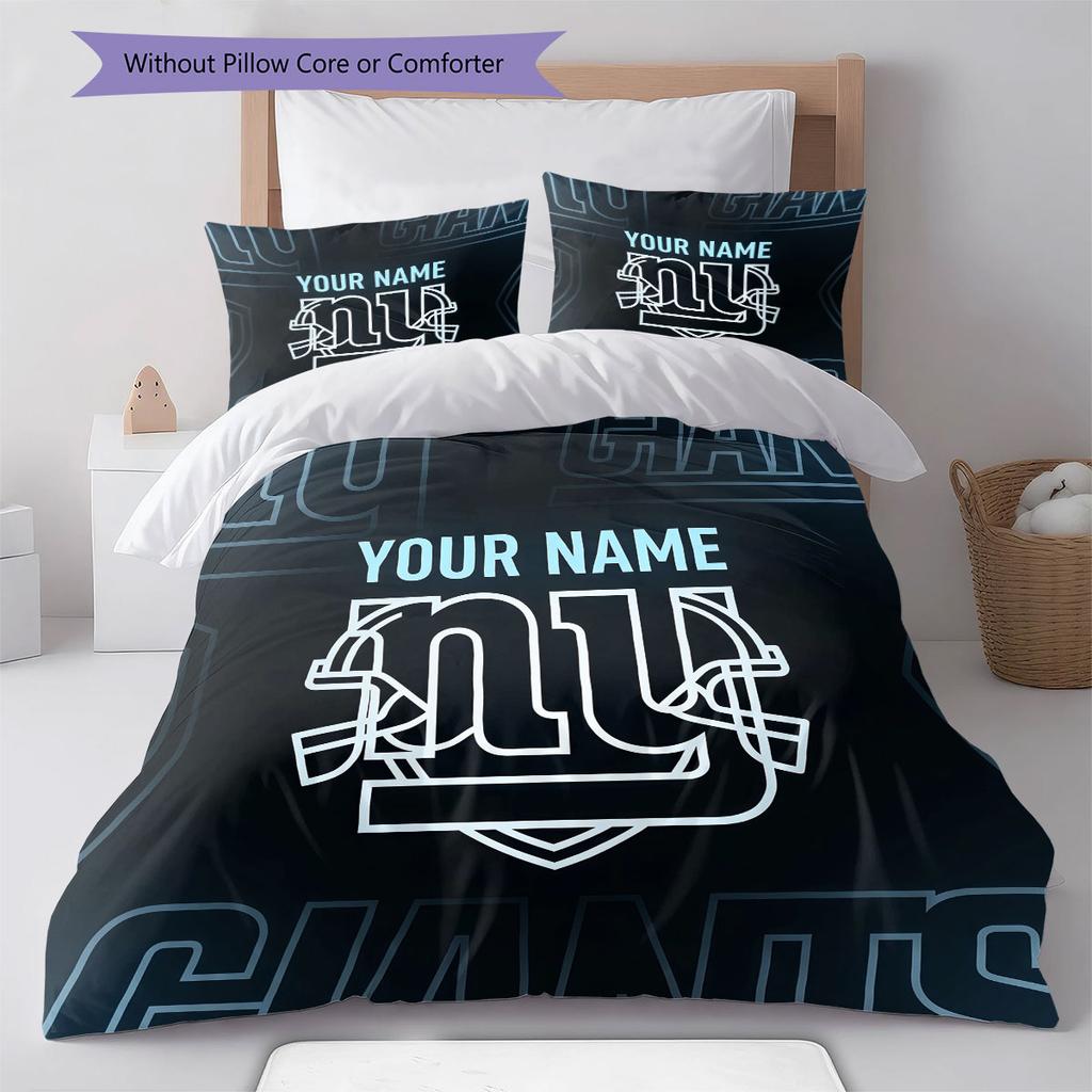 Custom Name,New York Giants Pattern Bedding Home Decoration Birthday Gift ( 1 duvet cover + 2 pillowcase, without core),fan merchandise.