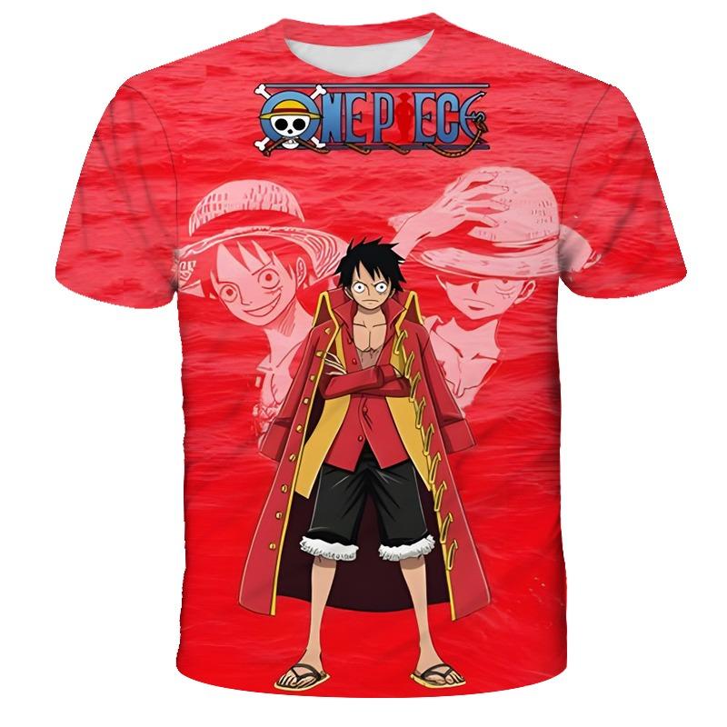 Anime One Piece Boy T-shirt Cosplay Luffy Men Cartoon Short-sleeved Cool Top Boy Loose Mens Clothing Casual T-shirt