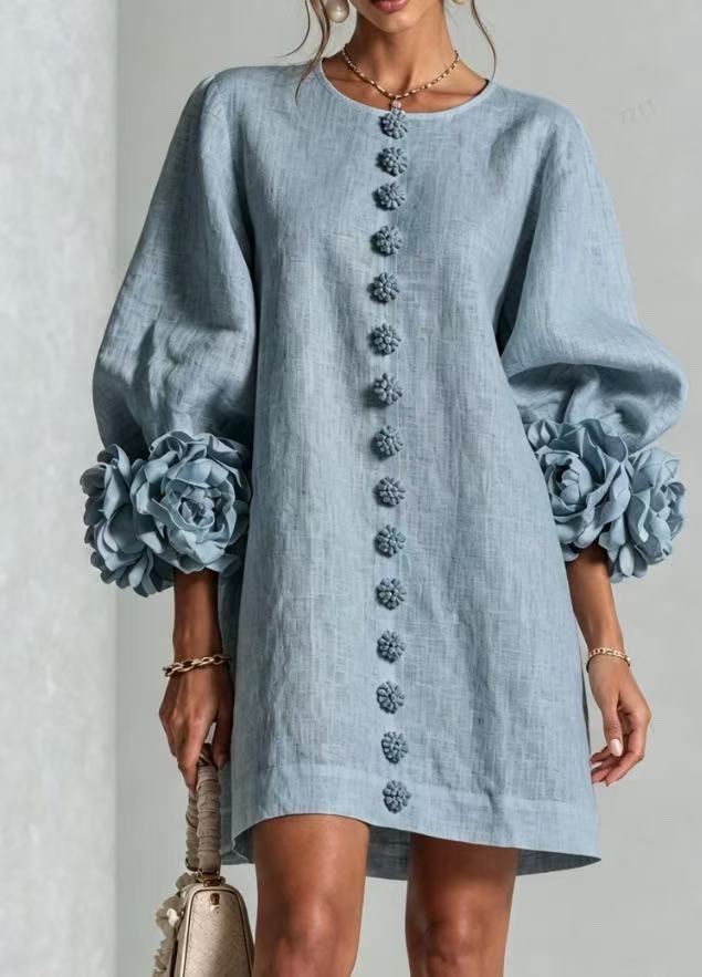 French three-dimensional flower lantern sleeve cotton