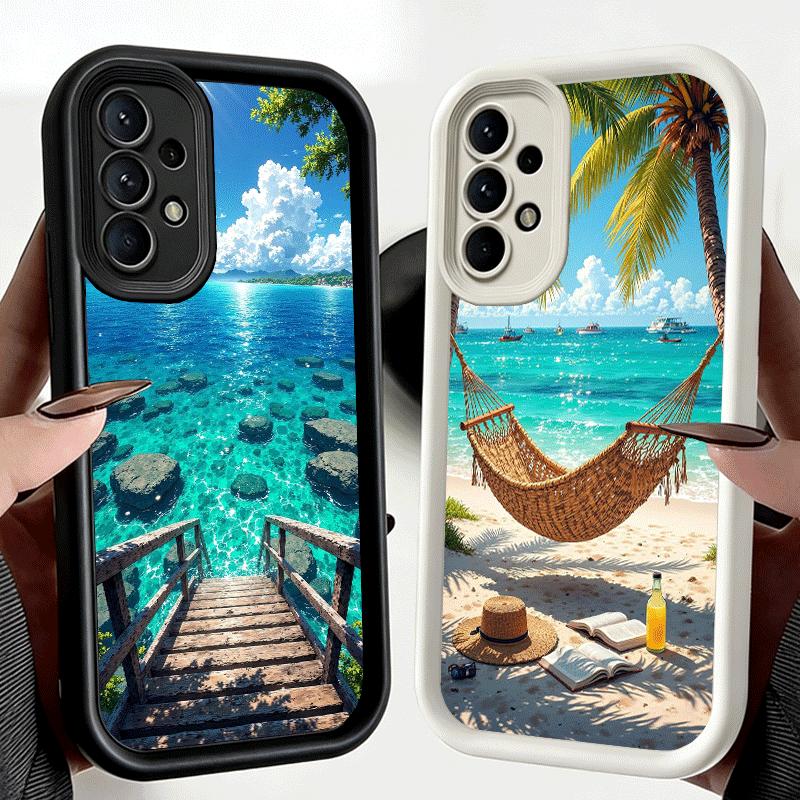 Phone Case for Samsung Galaxy A17 A16 A15 A14 A13 Summer Beach Sea Palm Tree Vacation A56 A36 A26 A55 A35 A25 A54 A34 A24 A53 A3