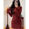 Yujie Style Mid-Length French Round Neck Knitted Dress for Women - Autumn/Winter