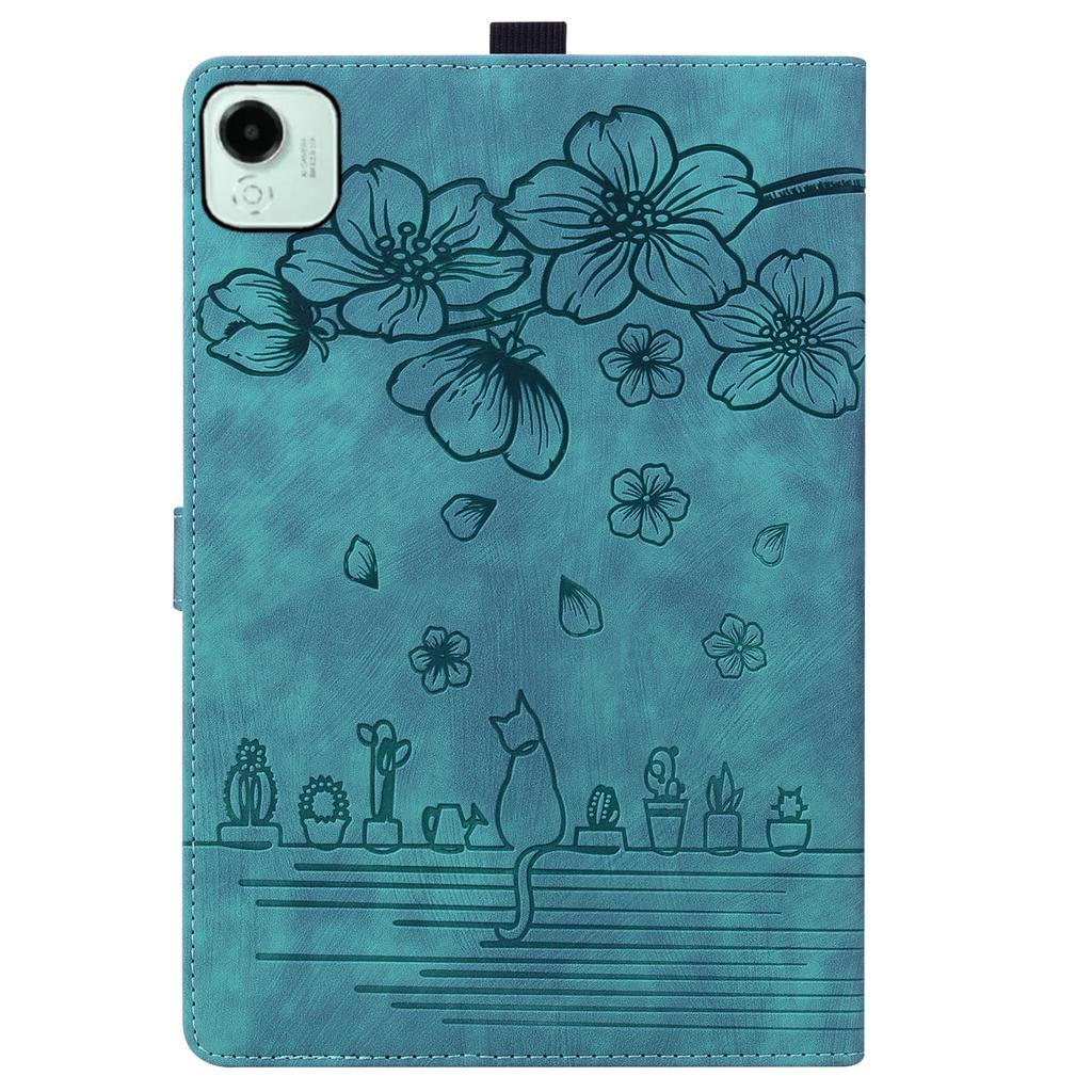 For Honor Pad X9a/Pad X9 Pro Case Card Slots Leather Tablet Stand Folio Cover Flower Cat