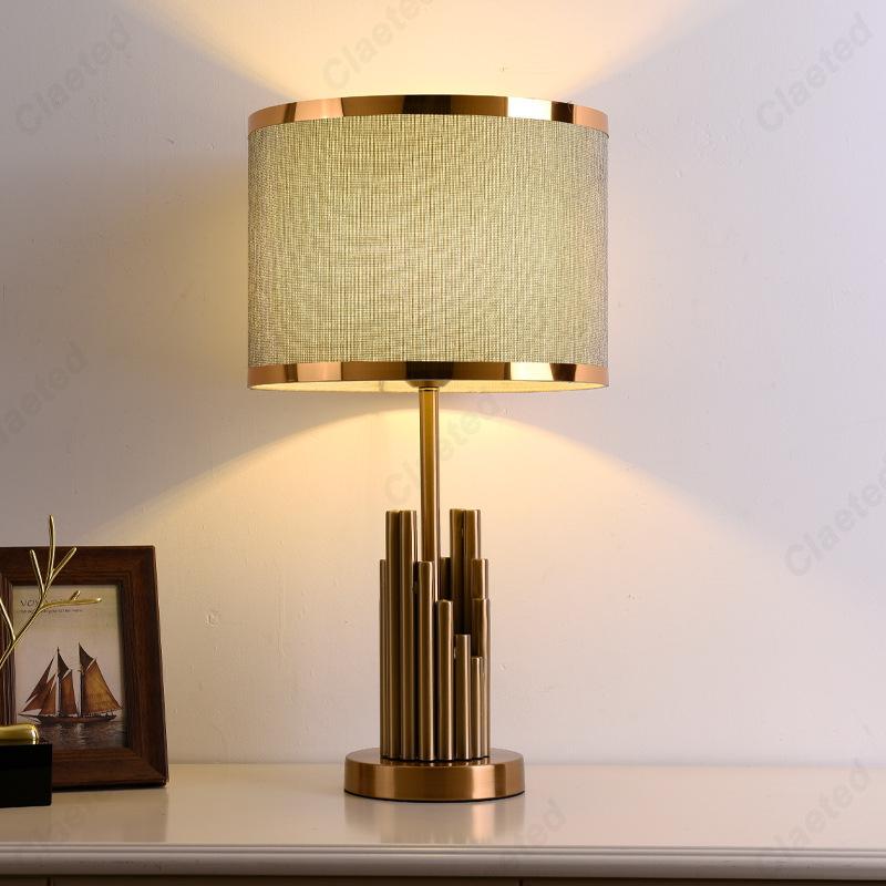 Modern Minimalist LED European Fabric Lampshade Table Lamp Living Room Study Bedroom Bedside Decorative Lighting Lamps