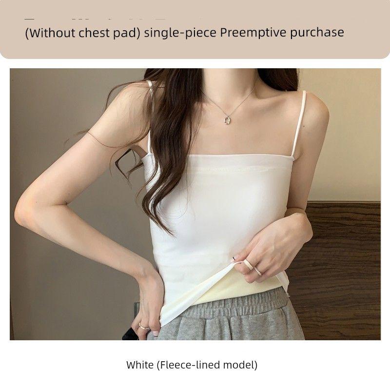 

Теплые майки жилеты женское нижнее белье осень и зима на флисовой подкладке утолщенная внутренняя базовая рубашка интимное бесшовное красивое бра с открытой спиной White Fleece-lined All yards