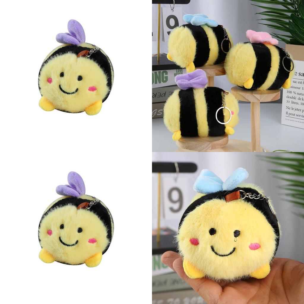 Cute Bee Plush Toy Pendant With Premium Velvet Fabric For Keys And Backpack