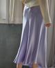 Elegant Women's Skirts Korean Satin Silk A-line Skirt Office Black Champagne Long Summer Skirts
