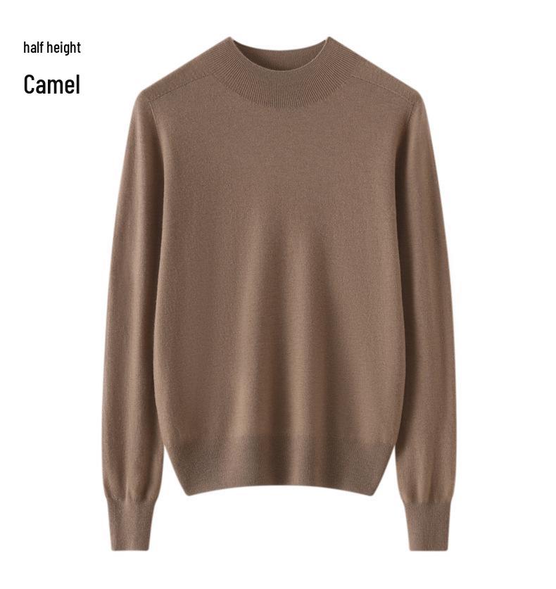 Women's 100% Pure Wool Seamless Knit Sweater, Machine Washable, Round Neck Spring Top