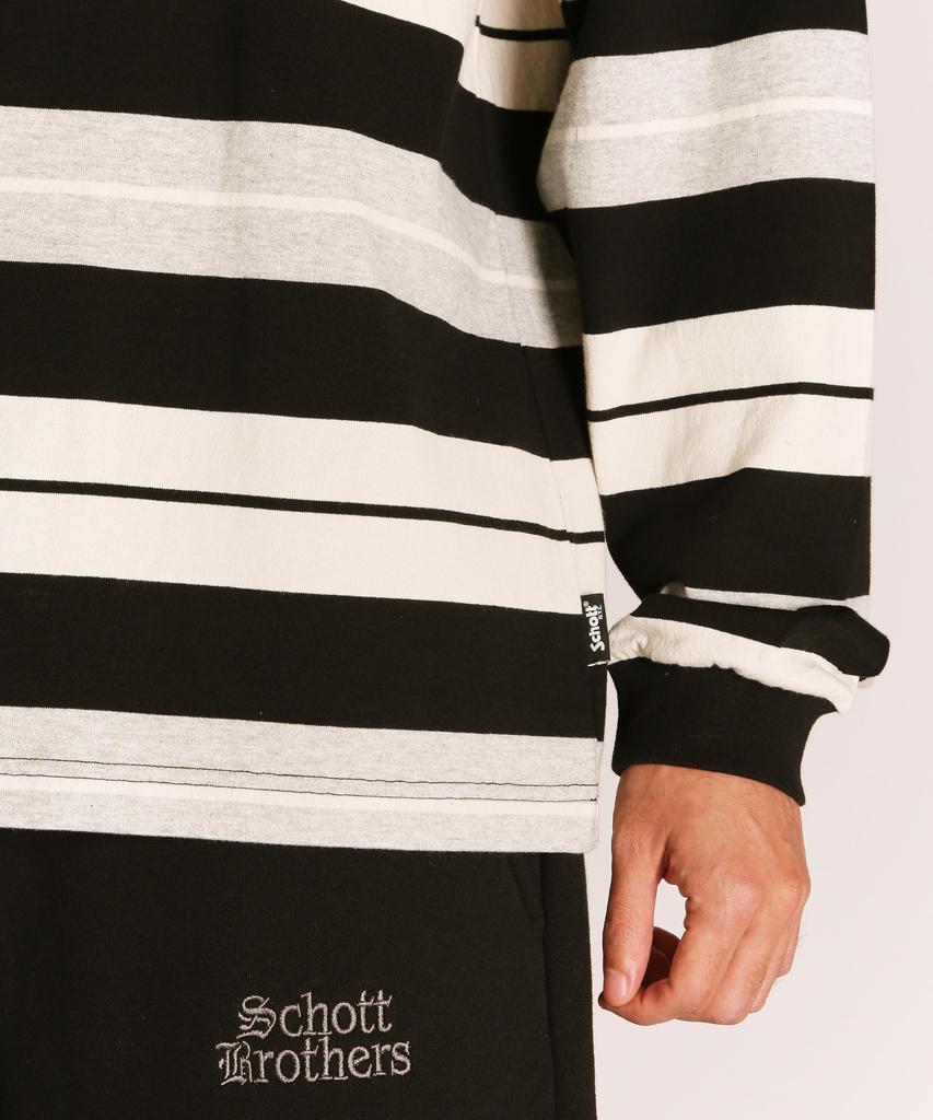 Schott O.G. BORDER LS T-SHIRT, Men's, Size 2XL, 010, Black, 782-5230011