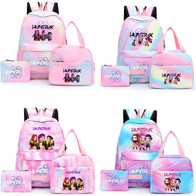 3Pcs/set Anime K-Pop Printed Backpack with Pencil Case Lunch Bag for Teenager Girl Boy Bookbag Kid Gift Large Capacity Waterproof Travel Bag Rucksak