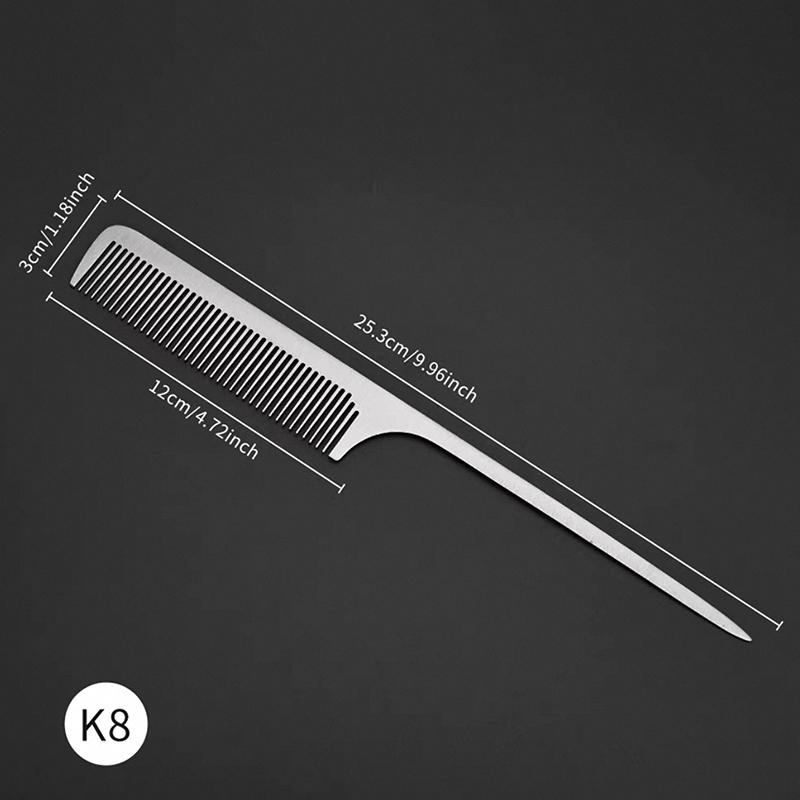 Barber Professional Stainless Steel Silver Hairdressing Comb Anti-Static Men Haircut Clipper Ultra-Thin Comb Salon Styling Tool