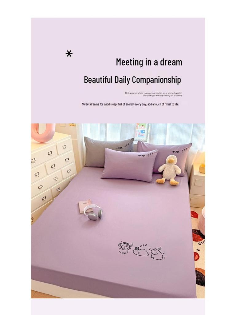 Class A 100% Cotton Fitted Sheet: Soft, Skin-Friendly, Breathable, Sweat-Wicking Mattress Protector for Dormitory Single Simmons.