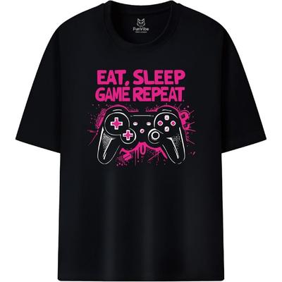 Fun Vibe Eat Sleep Game Repeat T-Shirt Gaming Controller Design
