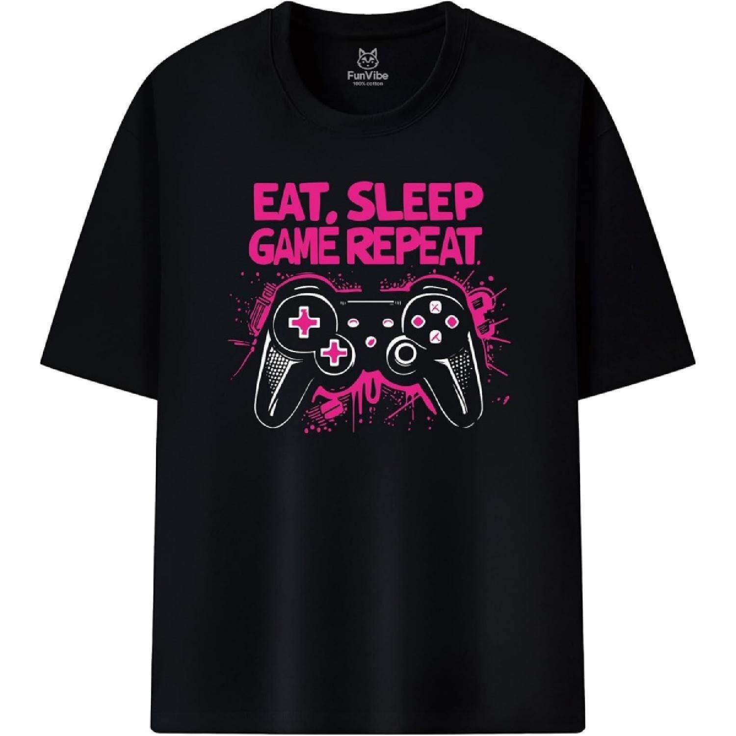 Fun Vibe Eat Sleep Game Repeat T-Shirt Gaming Controller Design XXXXXL разноцветный