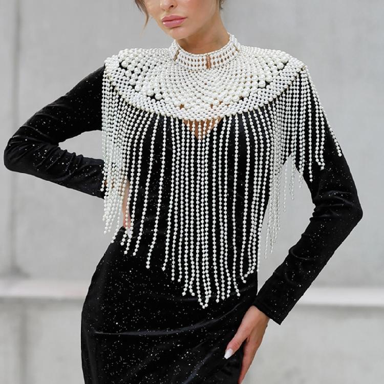 Shoulder Wrap Artificial Pearls Shoulder Chain for Evening Party Night Gown Shawl Body Chain Evening Shoulder Wrap