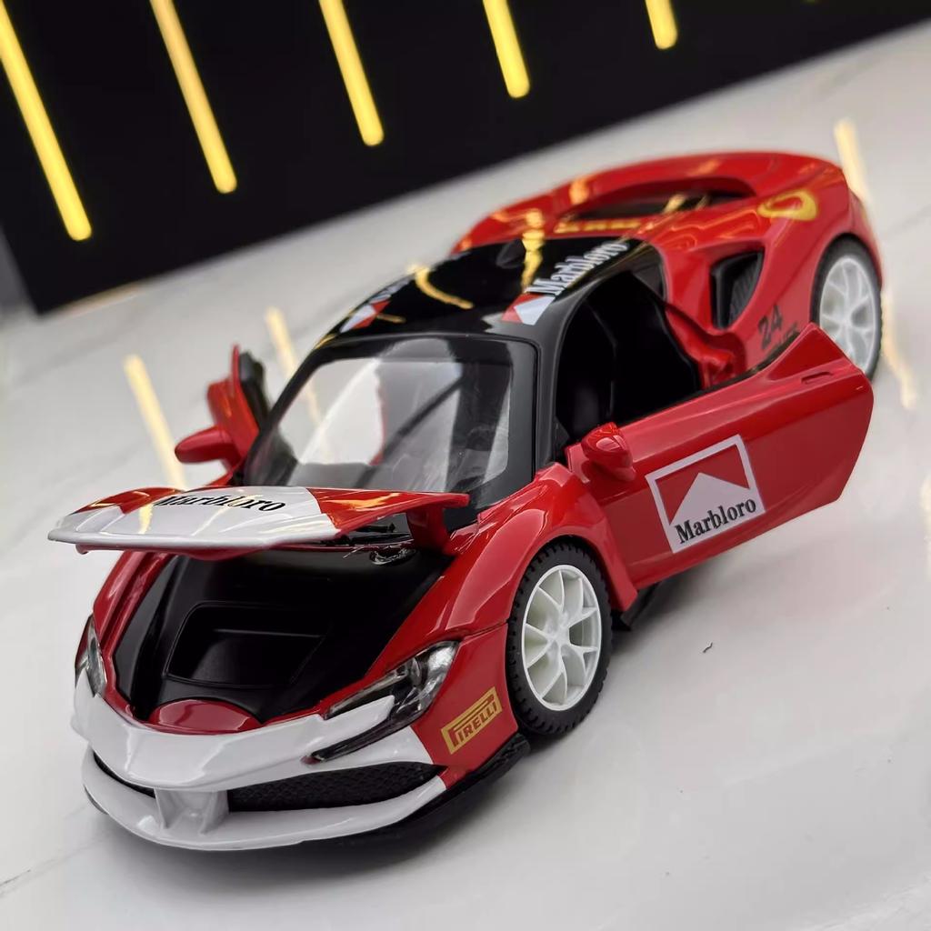 1/32 skala SF90 Supercar Metall Druckguss Legierung Spielzeug Auto Modell Lkw Für Kinder Spielzeug Fahrzeuge Hobbies Sammlung